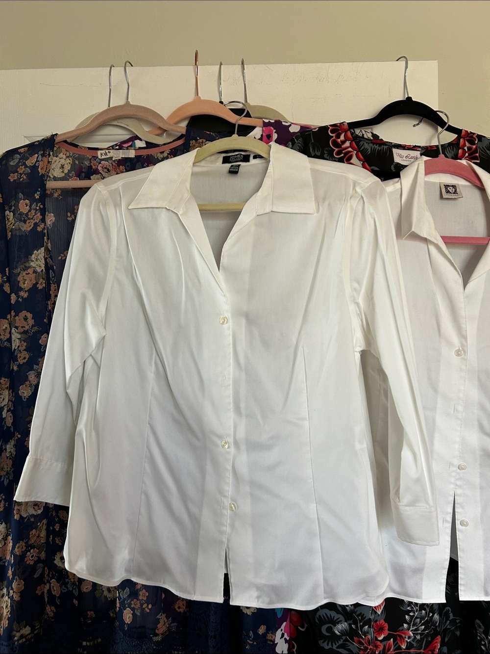 Two Classic White Button-Front Women's Blouses (Set of 2) - Picture 4 of 8